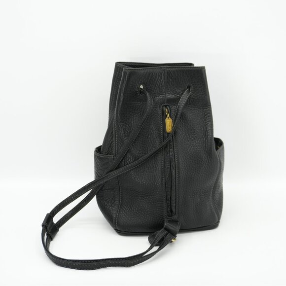 Coach Backpack Vintage Black Leather ITALY Bucket Bag 90s Sonoma Cinch Sling Pur - Picture 14 of 16